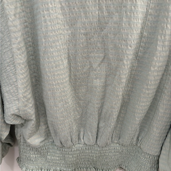 Anthropologie Rebecca Long Sleeve Smocked Waist Peasant Top Mint Green Size S - Picture 8 of 12